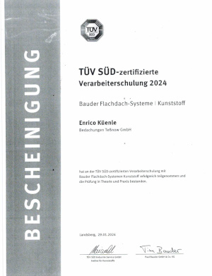 Qualifizerungsnachweis Bauder Flachdach-Systeme Enrico Küenle